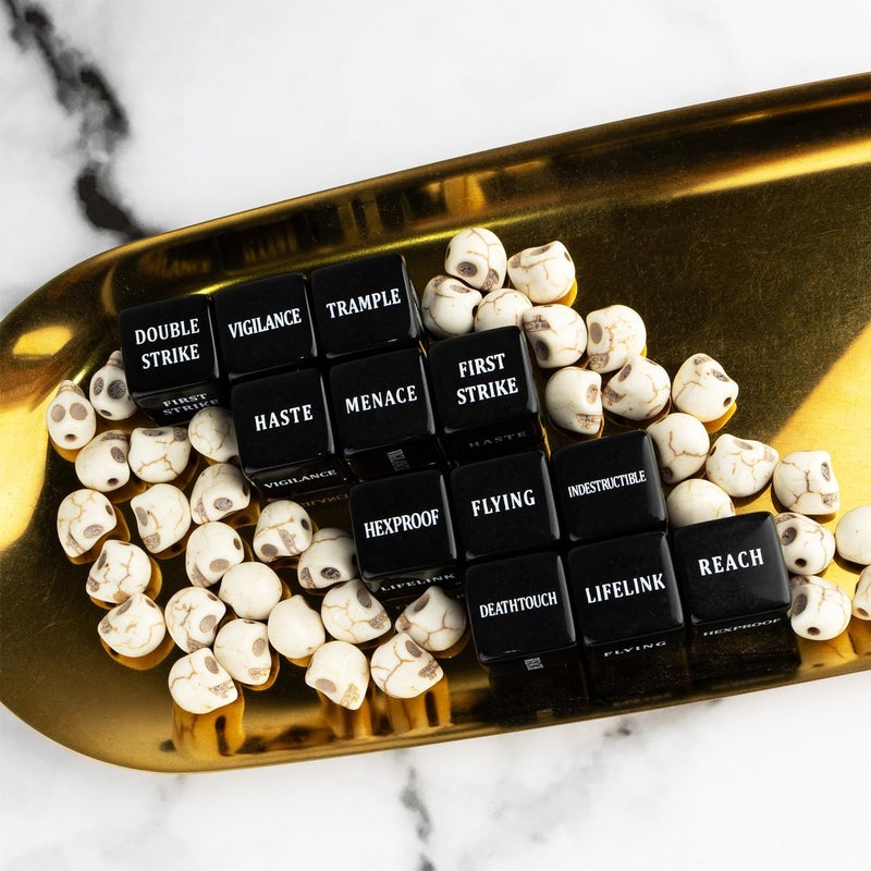 LAMJAM 48 Pieces Abilities Keywords Counter Dice Black MTG Dice Counters Bulk Creature Stats Buff Tokens Dice Set for Magic The Gathering, MTG, TCG, Card Games Accessories - Image 4